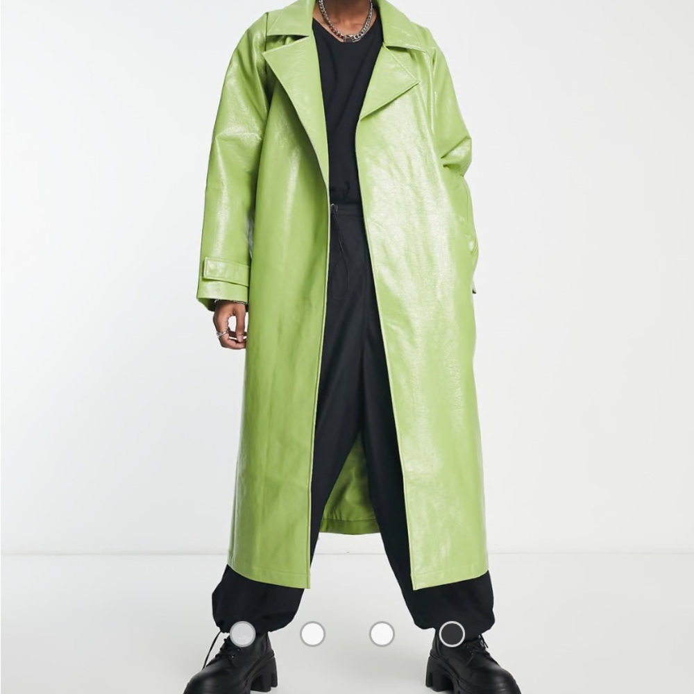 Vibrant Green Oversized Trench Coat with Textured Fabric